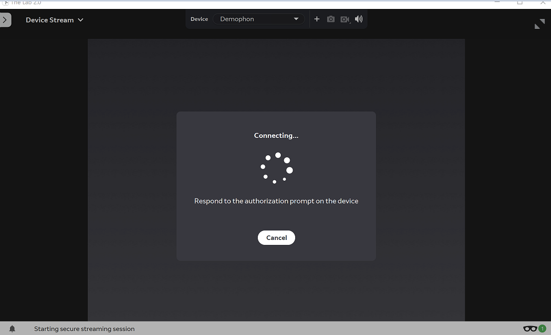 A pop-up in Magic Leap Hub showing the Wi-Fi bridge connection status