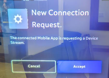 The on-device prompt to allow device streaming