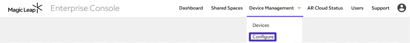 The Device Management submenu of the navigation bar