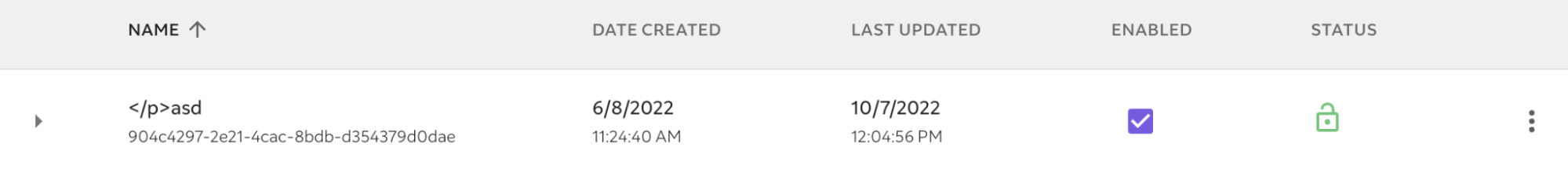 A space that is currently enabled, noted by a checked checkbox