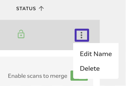 A dotted icon is highlighted, with a submenu letting users edit the name of a space or delete it