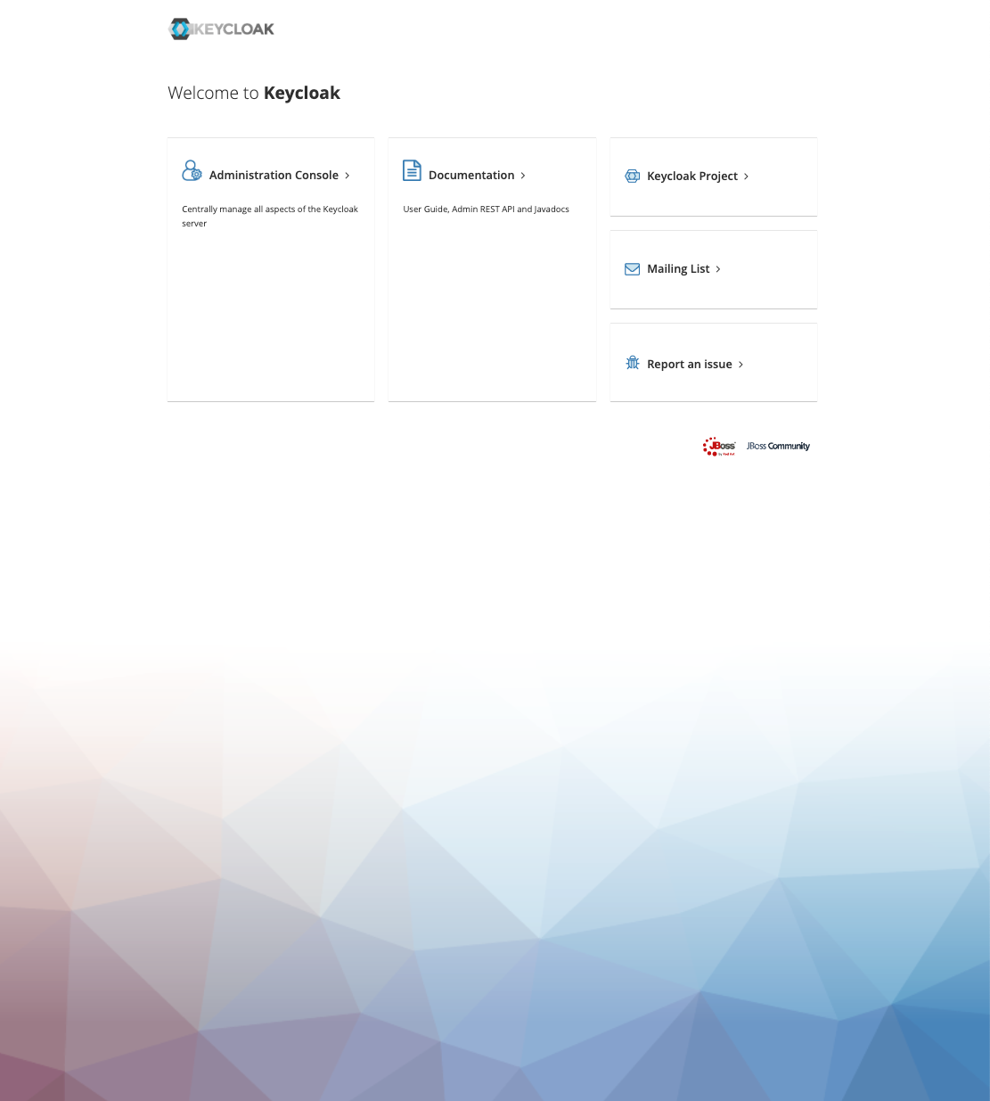 The keycloak console