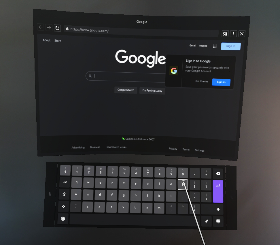 湾曲した画面を備えた Magic Leap 2 ウェブブラウザ。