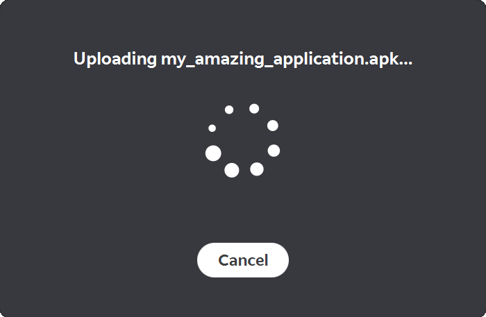 A pop-up showing that an app is currently being installed to the device