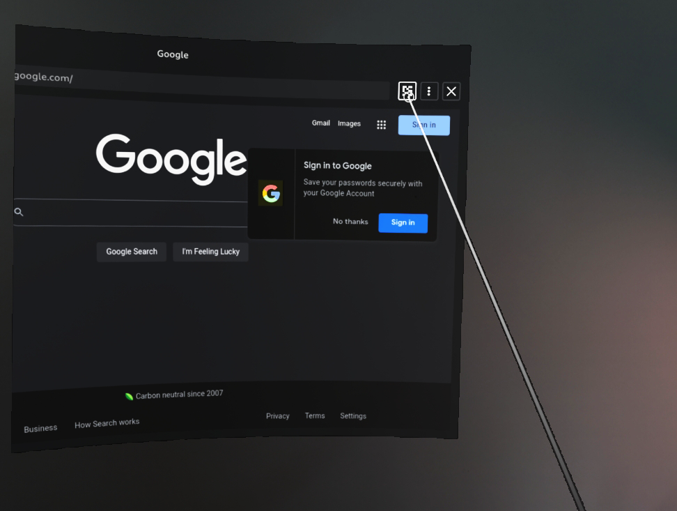 A cursor screening over the QR scanner icon in the browser
